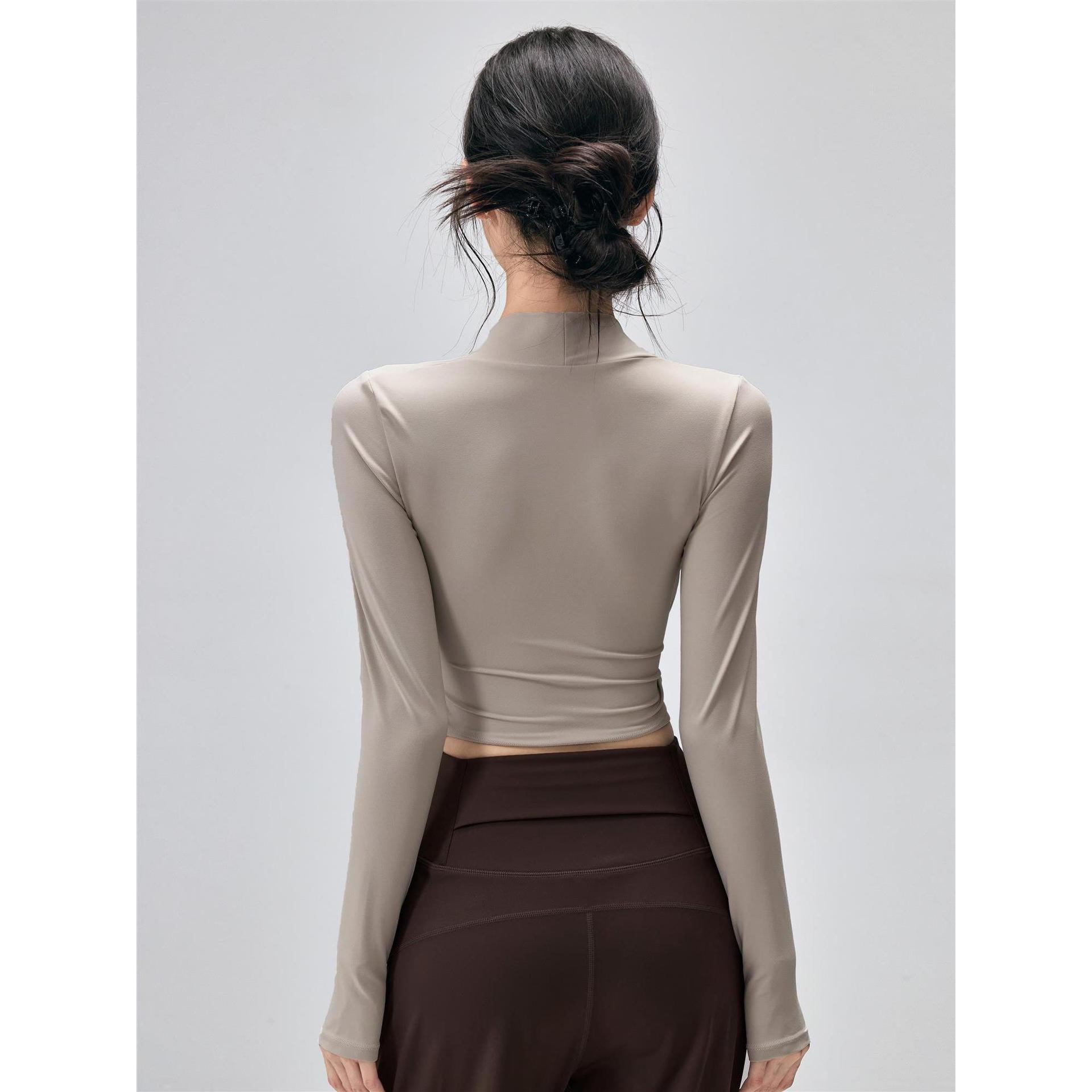 Fitness Top With Chest Pads Yoga WearTight-fitting Long-sleeve Activewear