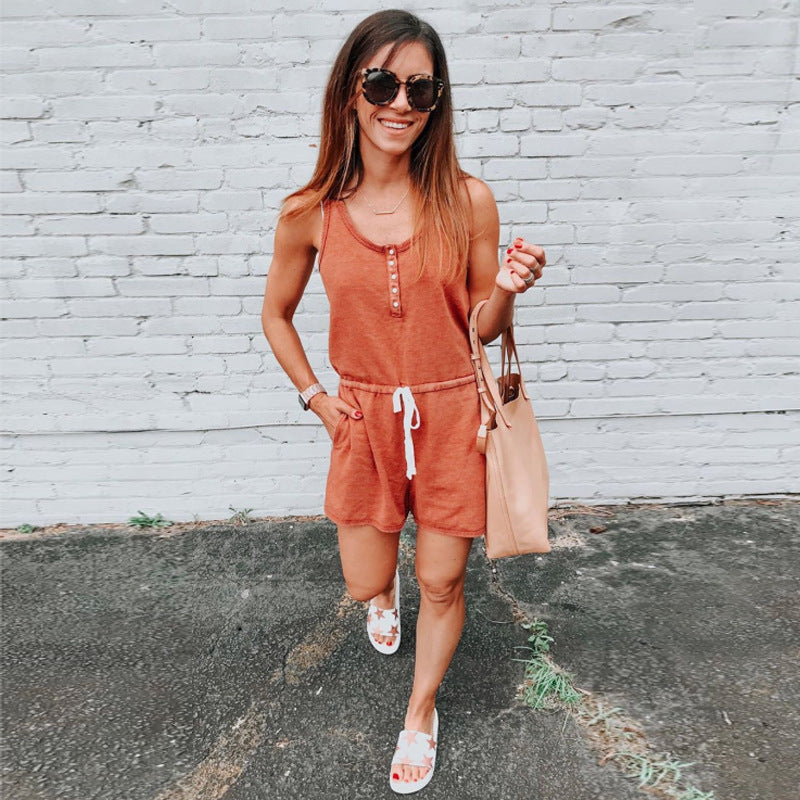 Casual tie jumpsuit
