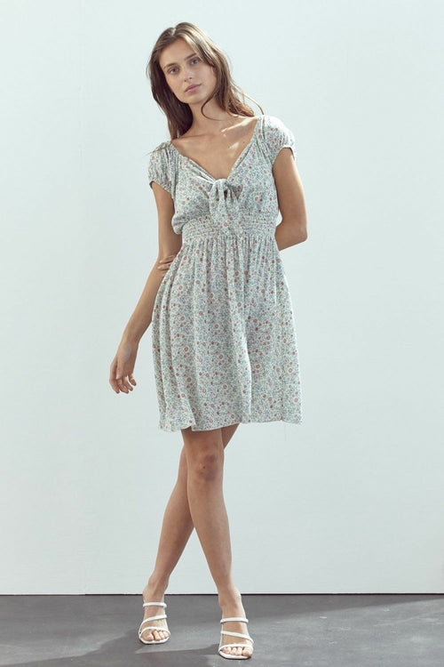 Bow tie front cap sleeves emma dress daisy floral