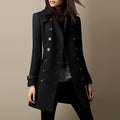 Streetwear Women Jackets Lined Double-breasted Ladies Loose Wool Overcoat Elegant Lapel Solid Pocketed Coats For Autumn Winter