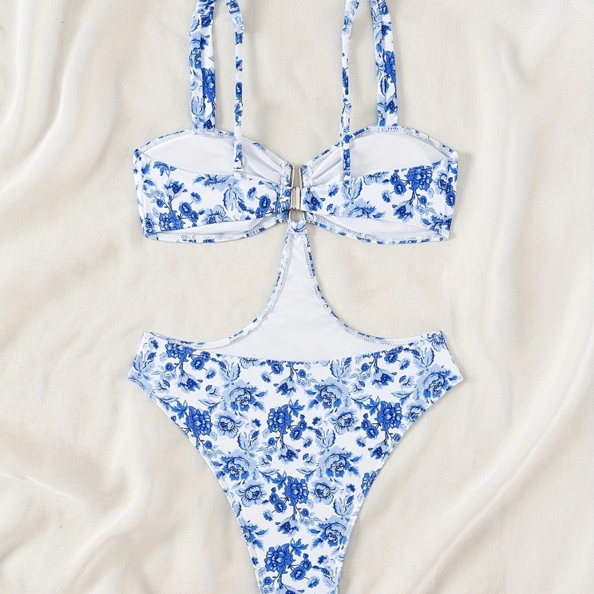 Girls Blue And White Porcelain One-piece Swimsuit