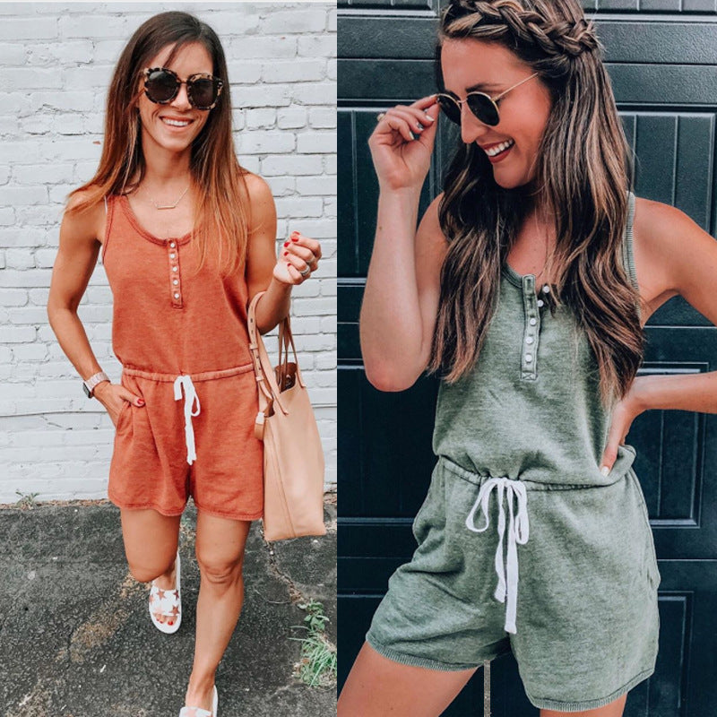 Casual tie jumpsuit