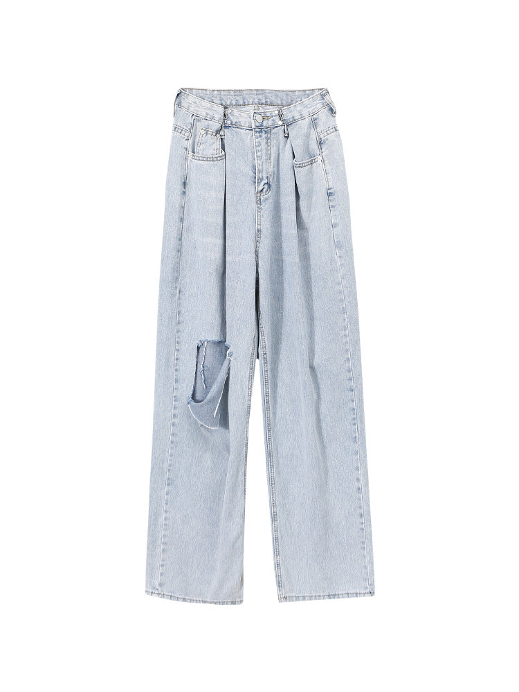 Women's ripped wide-leg jeans