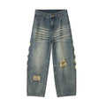 Men's Ripped Wide-leg Jeans