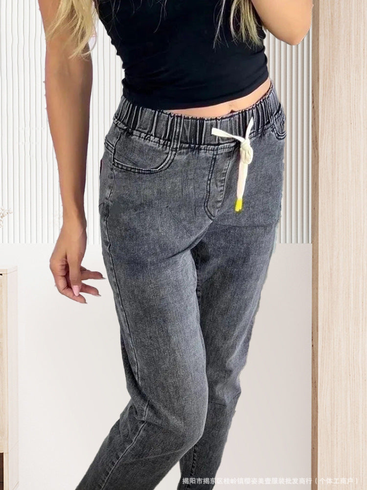 High-waisted Wide-leg Straight Jeans For Women