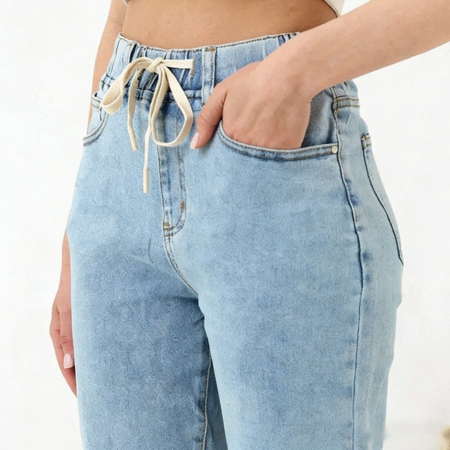 High-waisted Wide-leg Straight Jeans For Women