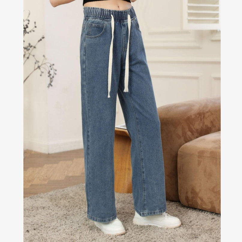 High-waisted Wide-leg Straight Jeans For Women