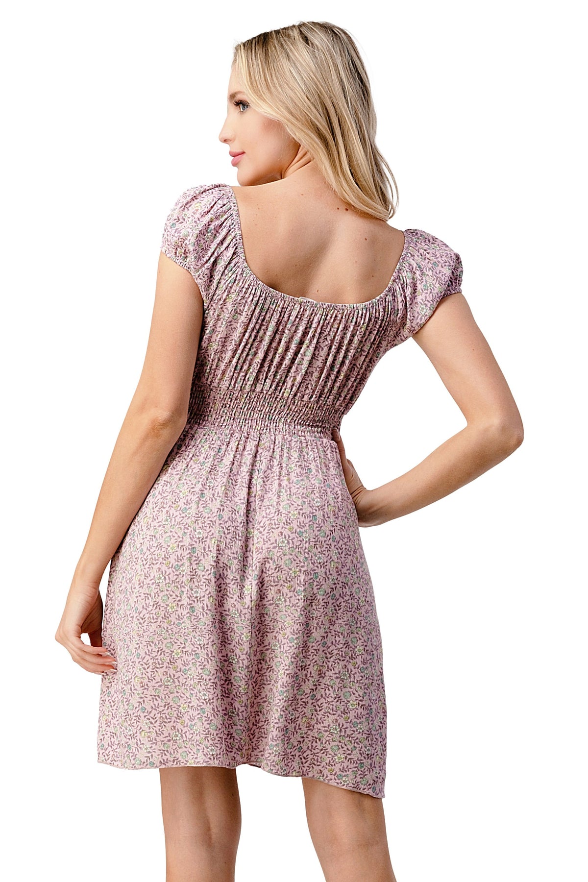 Bow tie front cap sleeves emma dress daisy floral